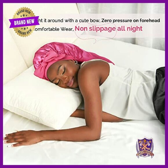 Extra Long Silk Bonnet for Sleeping with Adjustable Tie Band main image 5